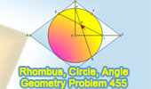 Problem 455: Rhombus, Inscribed Circle, Angle, Chord, 45 Degrees.