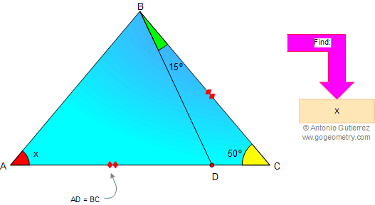 Problema 12: Triangulo, angulo 15 y 50