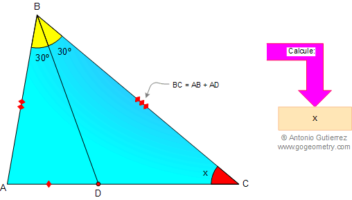 Problema 15: Triangulo, Ángulos, Bisectriz, 30 grados, Congruencia. 