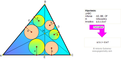 Problema de Geometría 79: Triangulo, Altura, Ortocentro, Circunferencia Inscrita, Inradio. 
