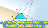Problema de Geometría 913 (English ESL): Triangulo Rectángulo, Angulo Doble y Triple, Relaciones Métricas
