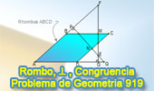 Problema de Geometría 919 (English ESL): Rombo, Triangulo, Perpendicular, Distancia, Congruencia