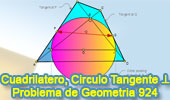 Problema de Geometría 924 (English ESL): Cuadrilátero, Diagonal, Perpendicular, Punto Medio,  Circunferencia, Tangente, Relaciones Métricas