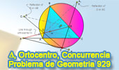 Problema de Geometría 929 (English ESL): Triangulo, Ortocentro, Simetría, Reflexión, Concurrencia, Circunferencia Circunscrita
