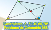 Problema de Geometría 955 (English ESL): Cuadrilátero, Triangulo, Diagonal, Angulo, 30, 40, 60, 70 Grados