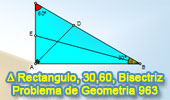 Problema de Geometría 963 (English ESL): Triangulo Rectángulo, Angulo, 30, 60 Grados, Bisectriz, Relaciones Métricas