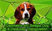 Geometric Art: Mobile Apps, Tricolor Beagle Dog and Delaunay Triangulation, iPad