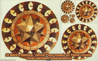 St Mark's Basilica, Venice Floor mosaic by Paolo Uccello, Small stellated dodecahedron, Droste Effect