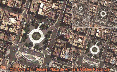 Chimbote Main Square, Plaza de Armas, Peru, Golden Rectangles