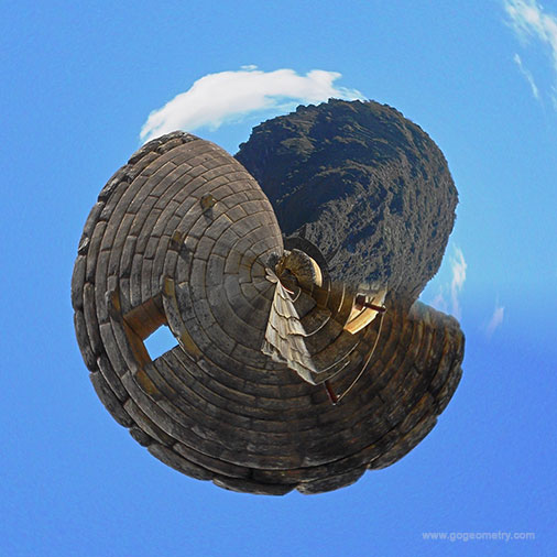 Machu Picchu Art: Temple of the Sun, Stereographic projection, Cuzco
