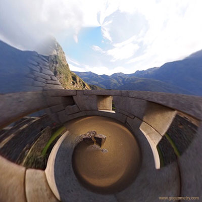 Machu Picchu Art, Temple of the Three Windows. Stereographic projection
