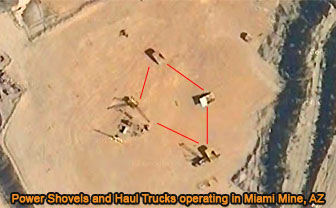 Power Shovel and Haul trucks operating in Miami Copper Mine, Map and News