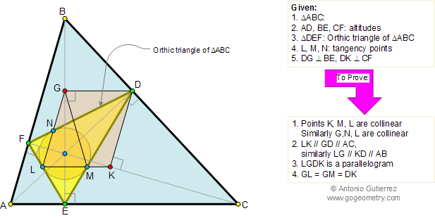Geometry problem 137: Orthic triangle, collinear points