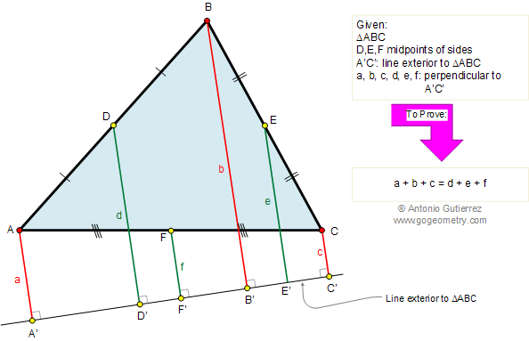 Triangle, Midpoints, Exterior line