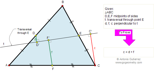 Triangle, Midpoints, Transversal