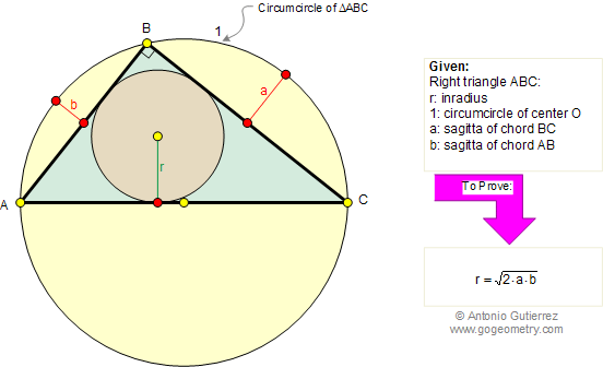 Problem 275: Right Triangle, Circumcircle, Sagitta, Inradius.