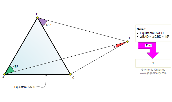 Equilateral triangle, 60 and 45 degrees