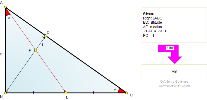 Right triangle, Altitude, Angle Bisector, Measure