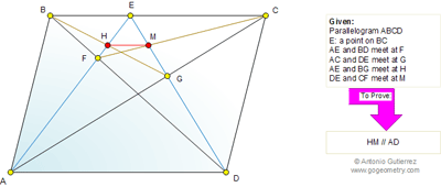 Problem 614: Parallelogram, Diagonals, Intersecting Lines, Parallel Lines