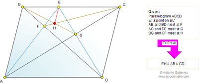 Problem 616: Parallelogram, Diagonals, Intersecting Lines, Parallel Lines