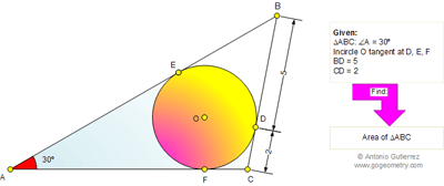  Problem 619: Triangle Area, 30 Degrees, Incircle, Incenter, Tangent