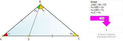 Online Geometry Problem 671: Triangle, Cevian, Angles, Congruence