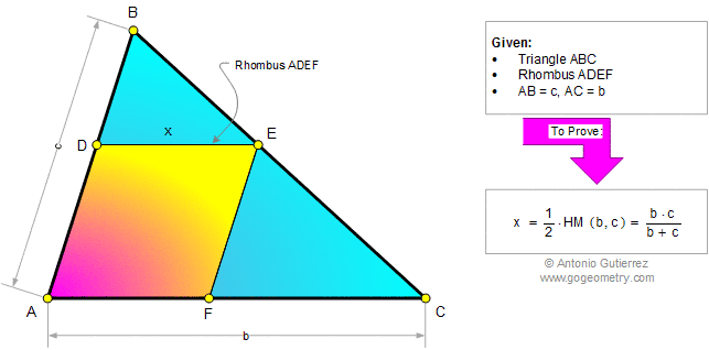 Triangl, Rhombus, Side, Harmonic Mean, Metric Relations