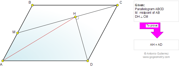 Parallelogram, Midpoint, Perpendicular, Congruence, Isosceles triangle