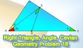 Right triangle, cevian, angle, congruence
