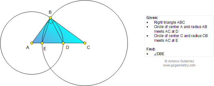 Problema de Geometria 1018: Triangulo Rectngulo, Circunferencia, Centro, Vrtice, Angulo