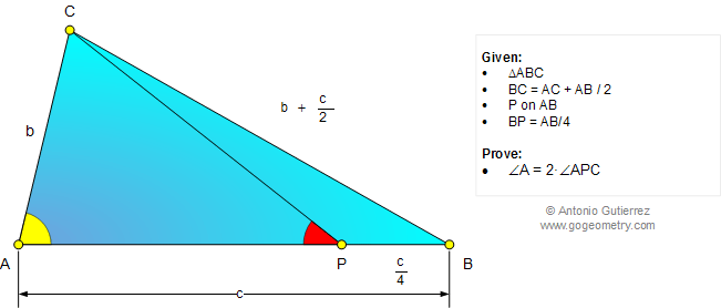 Problema de Geometria 1021: Triangulo, Relaciones-mtricas, Angulo Doble