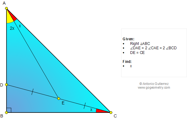 Problema de Geometria 1028: Triangulo Rectngulo, Angulo Doble, Punto Medio y Congruencia