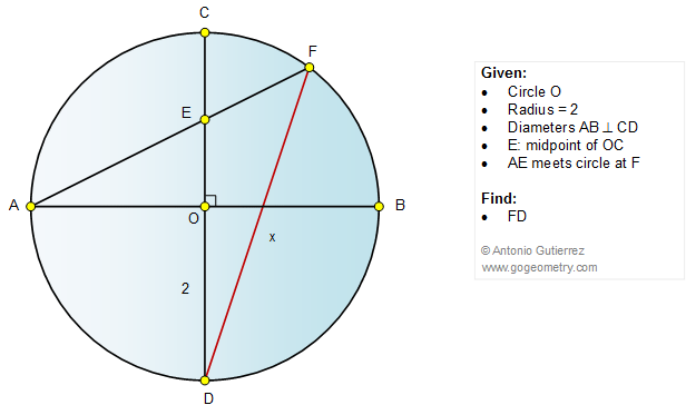 Geometry Problem 1090 Circle, Diameters, Chord, Perpendicular, Metric Relations