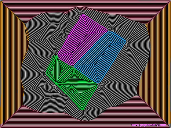 Isolines or Contour Lines of Problem 1203, Right Triangle, Square, Three Congruent Trapezoids, Graphic, Design