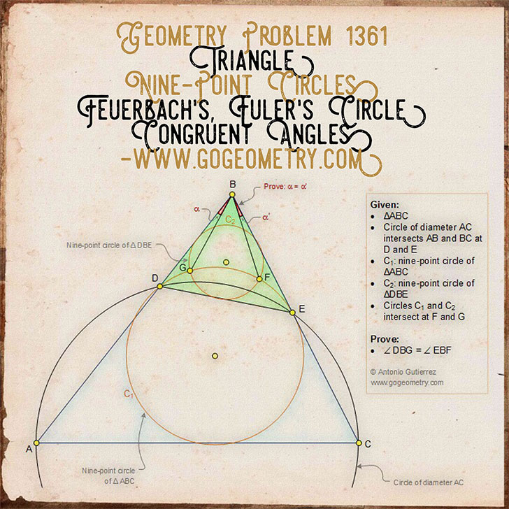 Sketch and typography of Geometry Problem 1361 using iPad Apps, Tutor