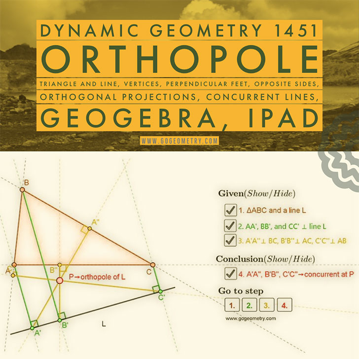 Igs Dynamic Geometry 1451 Orthopole Of A Line Triangle Concurrent Perpendiculars Ipad Apps Geogebra Step By Step Illustration