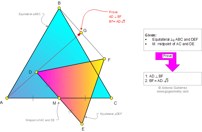 Problema de Geometra926 (English ESL): Triangulo Equiltero, Punto Medio,  Perpendicular, Relaciones Mtricas