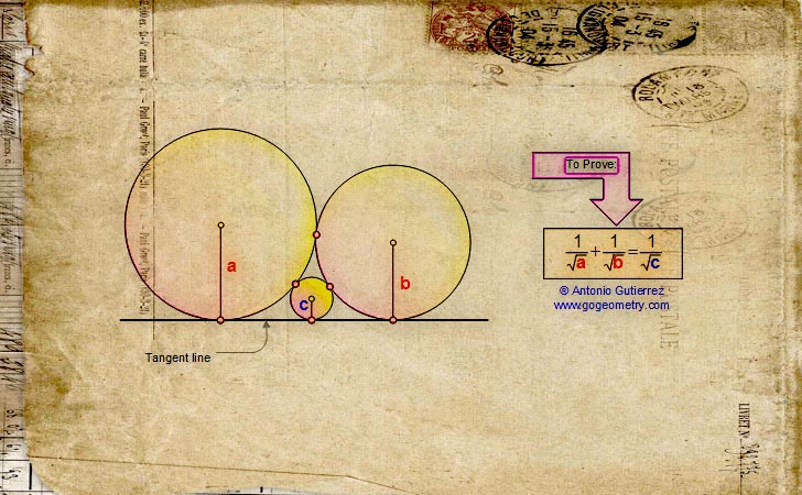 Geometry problem 1154 Sangaku Problem: Three circles and a tangent line.