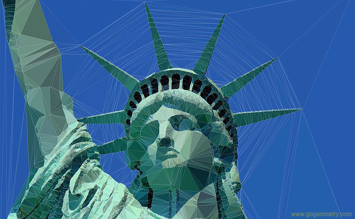 Statue of Liberty, Face and Delaunay Triangulation Art