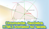 Dynamic Geometry: Circumcenter and Circumcircle of a Triangle. HTML5 Animation for Tablets (iPad, Nexus..)