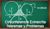Circunferencia Exinscrita, teoremas y problemas