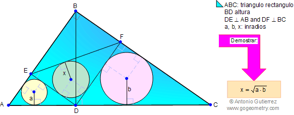 Problema 20: Triangulo rectangulo, altura, radios