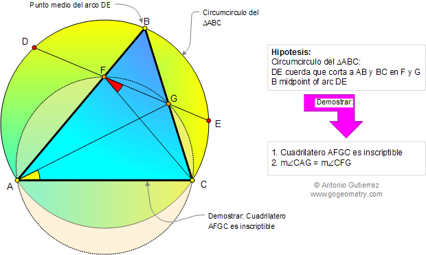 Triangulo, Circunferencia Circunscrita, Cuerda, Punto Medio, Cuadrilatero Inscriptible