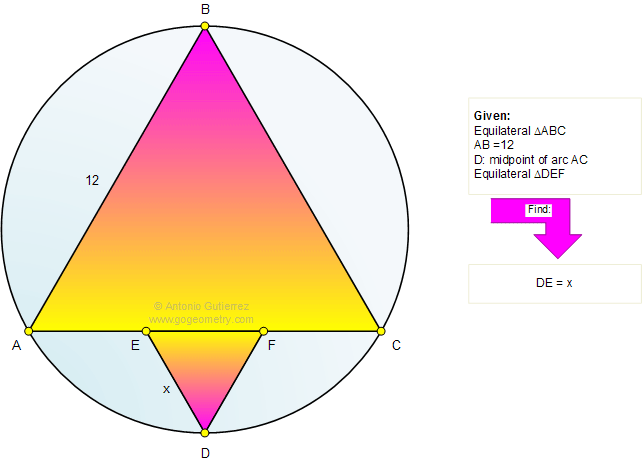 Equilateral Triangle, Circle, Inscribed, Metric Relations