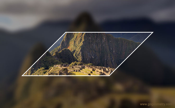 Geometric Art: Parallelogram on blurred background of Machu Picchu