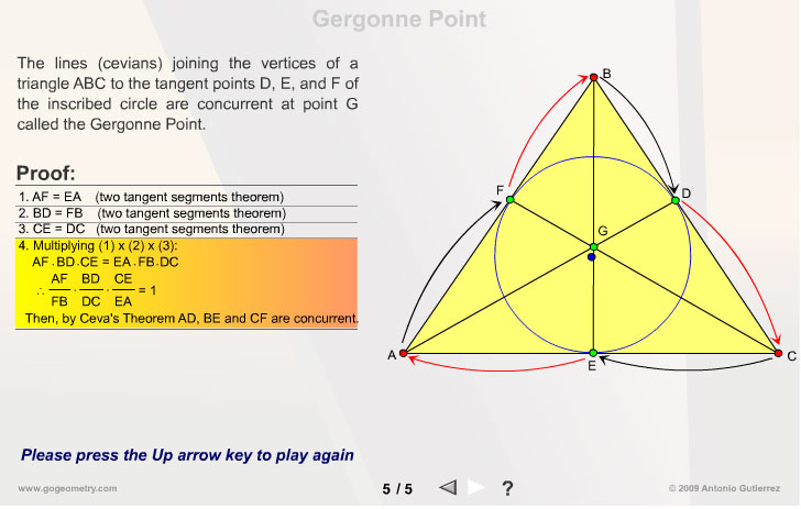  Gergonne Point Theorem Geometry Education
