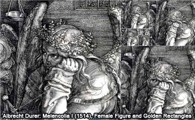 Albrecht Durer: Melencolia I (1514), Female Figure and Golden Rectangles