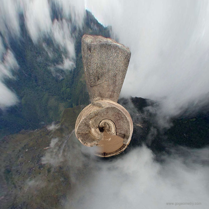 Geometric Art: Intihuatana, Machu Picchu, Stereographic Projection
