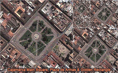 Cajamarca Main Square, Plaza de Armas, Peru, Golden Rectangles