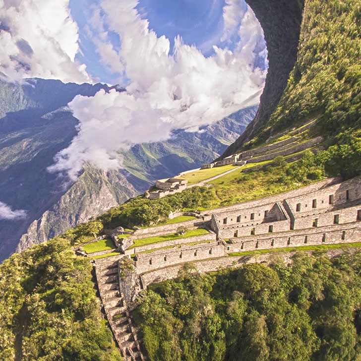 Choquequirao Main Structures Art. Stereographic projection, Cusco, Peru